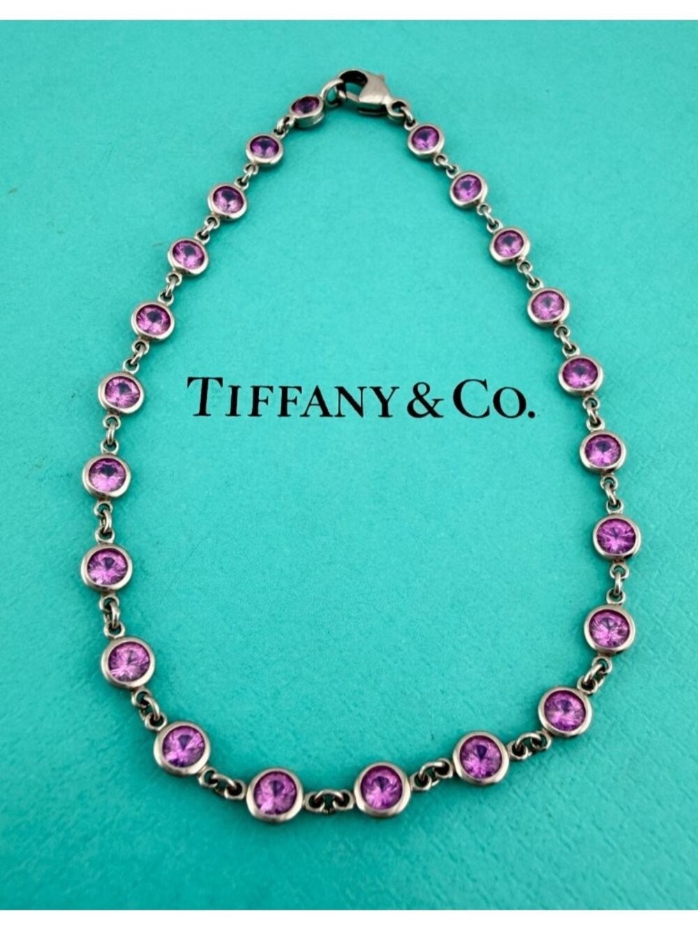 Tiffany & Co. Elsa Peretti Color by the Yard Pink Sapphire Platinum Bracelet
